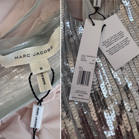 Marc Jacobs Runway NWT silver sequin dress with black detachable belt - Picture 13 of 15